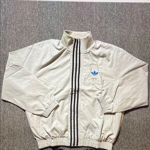 adidas originals Cream Track Jacket with Black Stripe and Blue Trefoil S